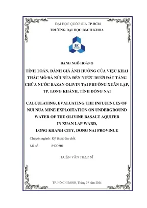 Đánh giá ảnh hưởng khai thác mỏ đá núi nứa đến nước dưới 