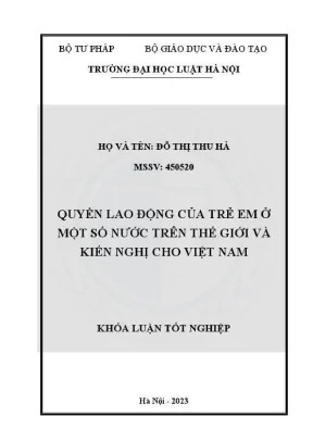 Quyền Lao Động Trẻ Em Trên Thế Giới Và Kiến Nghị Cho 