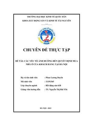 Các yếu tố ảnh hưởng đến quyết định mua nhà ở Hà Nội - 