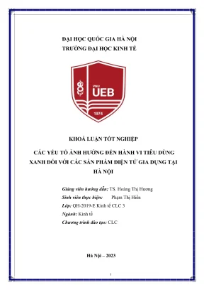 Các yếu tố ảnh hưởng đến hành vi tiêu dùng xanh sản phẩm