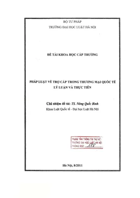 Nghiên cứu pháp luật về trợ cấp thương mại quốc tế: Lý