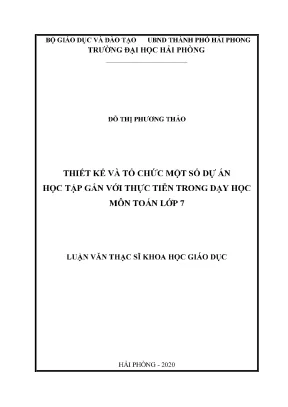 Luận Văn Thạc Sĩ: Thiết Kế Và Tổ Chức Dự Án Học Tập Toán