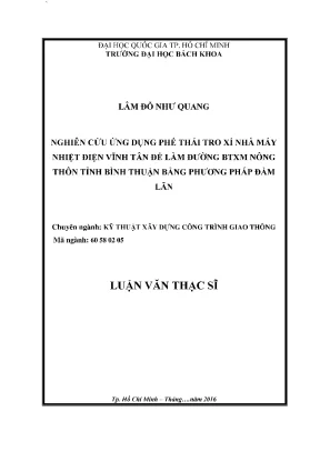 Nghiên cứu ứng dụng tro xỉ nhà máy nhiệt điện Vĩnh Tân