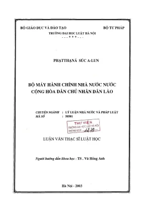 Luận Văn Thạc Sĩ Luật Học: Bộ Máy Hành Chính Nhà Nước 