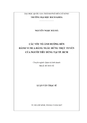 Luận Văn Thạc Sĩ: Yếu Tố Ảnh Hưởng Đến Hành Vi Mua Hàng