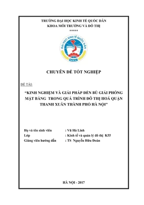 Giải pháp đền bù giải phóng mặt bằng trong đô thị hoá 