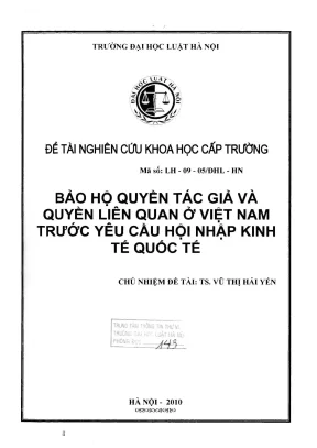 Nghiên cứu bảo hộ quyền tác giả và quyền liên quan tại