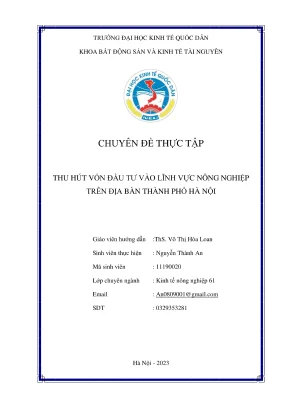 Chuyên đề thực tập: Thu hút vốn đầu tư nông nghiệp tại