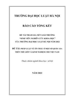 Nghiên cứu pháp luật tín thác quốc tế và kinh nghiệm áp