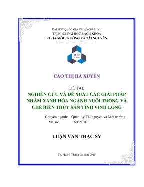 Giải Pháp Xanh Hóa Ngành Nuôi Trồng và Chế Biến Thủy Sản