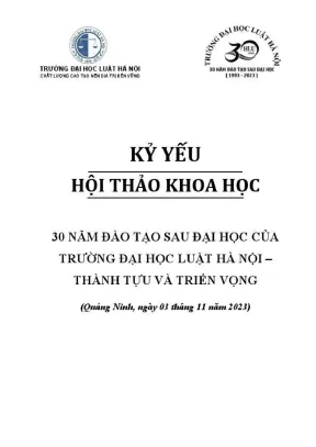 Kỷ yếu hội thảo 30 năm đào tạo sau đại học - Trường Đại