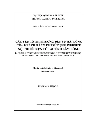 Luận Văn Thạc Sĩ: Yếu Tố Ảnh Hưởng Đến Hài Lòng Khách