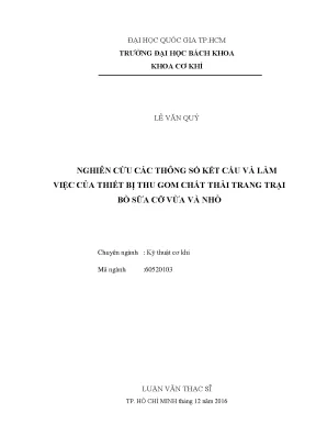 Nghiên cứu thông số kết cấu và hoạt động thiết bị thu