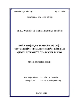Cải thiện quy định bộ luật tố tụng hình sự 2015 để bảo 