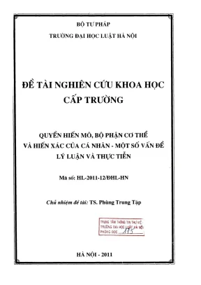 Nghiên cứu khoa học: Quyền hiến mô, bộ phận cơ thể và