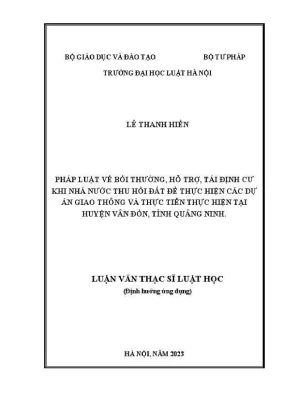 Bồi thường và hỗ trợ tái định cư khi thu hồi đất cho dự