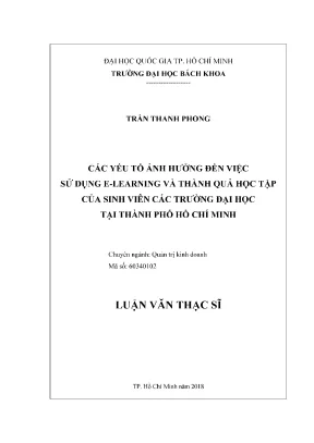 Yếu tố ảnh hưởng đến elearning và thành quả học tập của