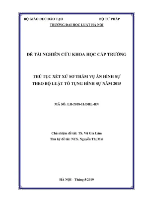 Nghiên cứu thủ tục xét xử sơ thẩm vụ án hình sự theo Bộ 
