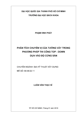 Phân tích chuyển vị tường vây trong thi công topdown dựa