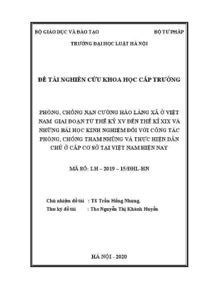 Nghiên cứu phòng chống cường hào làng xã từ thế kỷ XV 