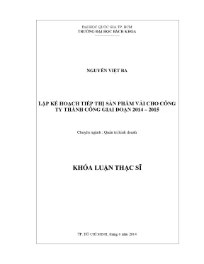 Lập Kế Hoạch Tiếp Thị Sản Phẩm Vải Cho Công Ty Thành