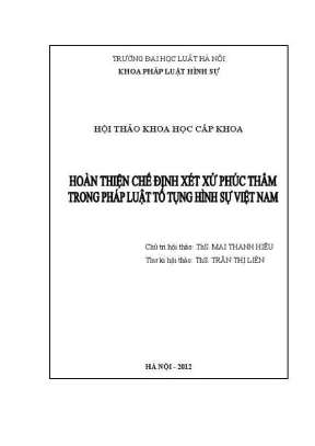 Hoàn Thiện Chế Định Xét Xử Phúc Thẩm Trong Pháp Luật Tố 