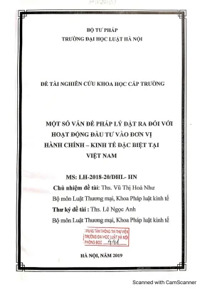Nghiên cứu pháp lý về đầu tư vào đơn vị hành chính kinh 