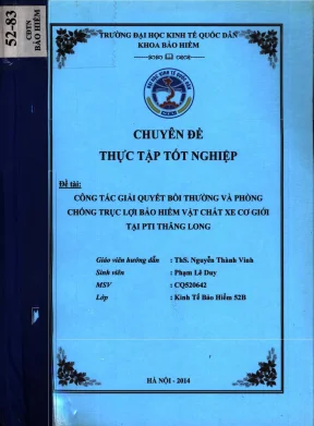 Chuyên đề thực tập tốt nghiệp: Giải quyết bồi thường và 