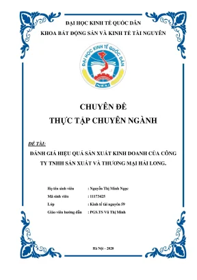 Chuyên đề thực tập: Đánh giá hiệu quả sản xuất kinh 