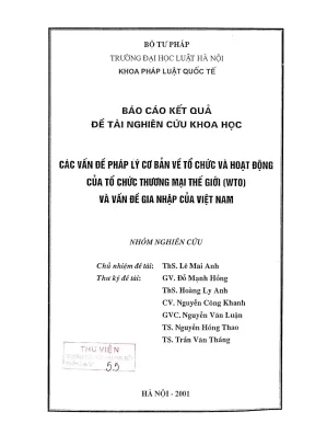Nghiên cứu pháp lý về WTO và quá trình gia nhập của Việt Nam