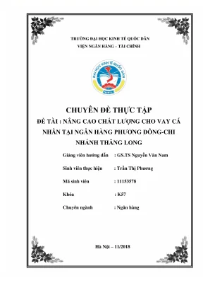 Chuyên đề thực tập nâng cao chất lượng cho vay cá nhân