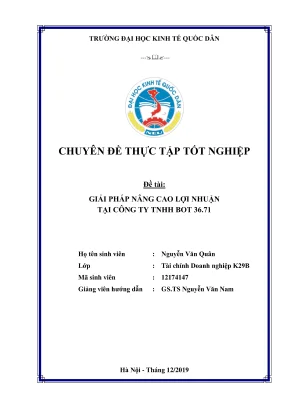 Giải pháp nâng cao lợi nhuận tại công ty TNHH Bot 36-71