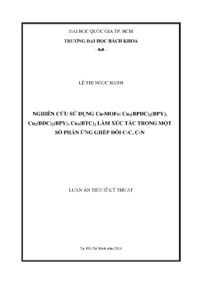 Nghiên cứu ứng dụng Cu-MOFs làm xúc tác trong phản ứng