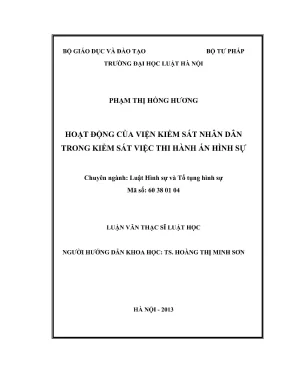 Luận Văn Thạc Sĩ Luật Học: Hoạt Động Kiểm Sát Thi Hành