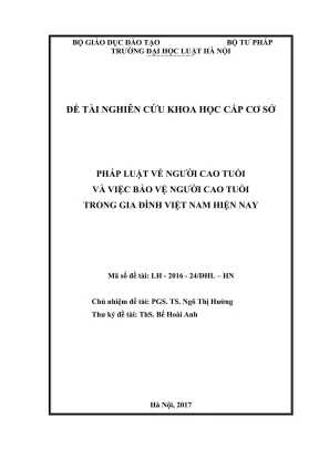 Nghiên cứu pháp luật về bảo vệ người cao tuổi trong gia 