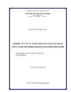 Nghiên cứu xử lý nước thải sản xuất cồn bằng công nghệ