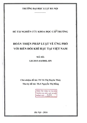 Hoàn Thiện Pháp Luật Ứng Phó Biến Đổi Khí Hậu Tại Việt