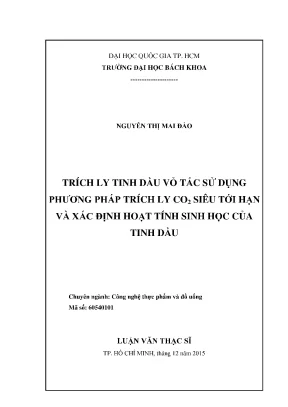 Trích Ly Tinh Dầu Vỏ Tắc Bằng CO2 Siêu Tới Hạn Và Hoạt 