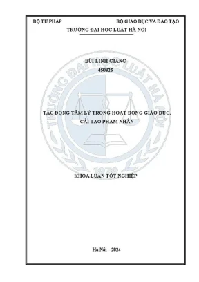 Tác Động Tâm Lý Trong Giáo Dục Cải Tạo Phạm Nhân - Khóa 