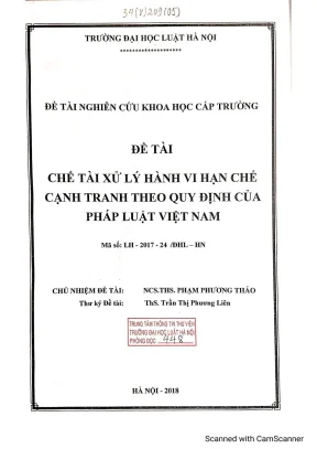 Nghiên cứu chế tài xử lý hành vi hạn chế cạnh tranh theo 