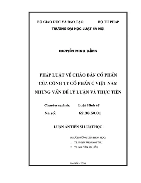 Luận án tiến sĩ: Pháp luật chào bán cổ phần công ty cổ