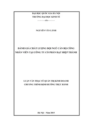 Luận Văn Thạc Sĩ Quản Trị Kinh Doanh: Đánh Giá Chất