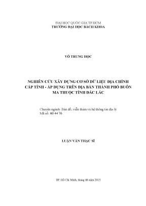 Luận Văn Thạc Sĩ: Ứng Dụng Viễn Thám Và GIS Xây Dựng Cơ 