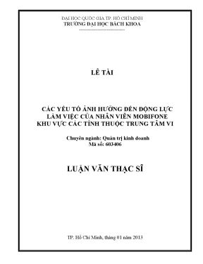 Luận văn thạc sĩ: Yếu tố ảnh hưởng đến động lực làm việc