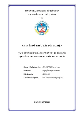 Quản lý rủi ro tín dụng tại ngân hàng dầu khí: Chuyên đề