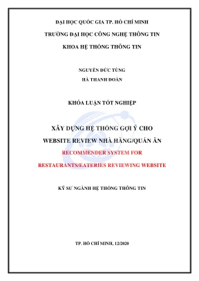 Hệ Thống Gợi Ý Cho Website Review Nhà Hàng: Khóa Luận