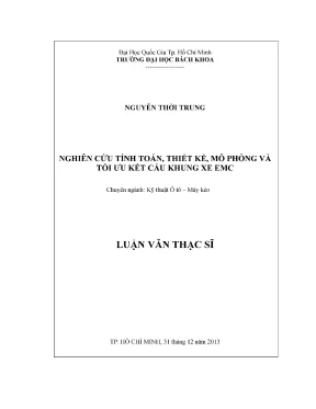 Luận Văn Thạc Sĩ Kỹ Thuật Ô Tô: Nghiên Cứu, Tính Toán, 