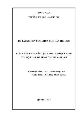 Biện pháp khẩn cấp tạm thời trong Bộ luật Tố tụng Dân sự
