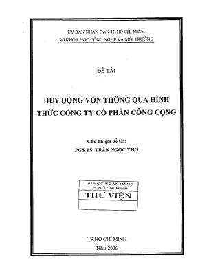 Nghiên cứu khoa học về huy động vốn qua công ty cổ phần