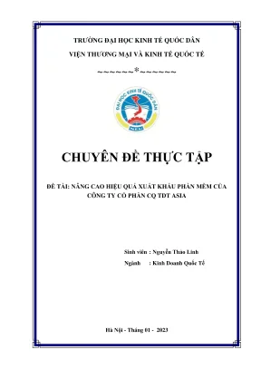 Chuyên đề thực tập: Nâng cao hiệu quả xuất khẩu phần mềm 